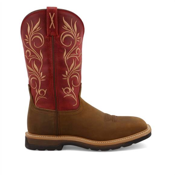 NEW TWISTED X women's steel-toe pull-on work boot in latigo/red - Picture 3 of 6
